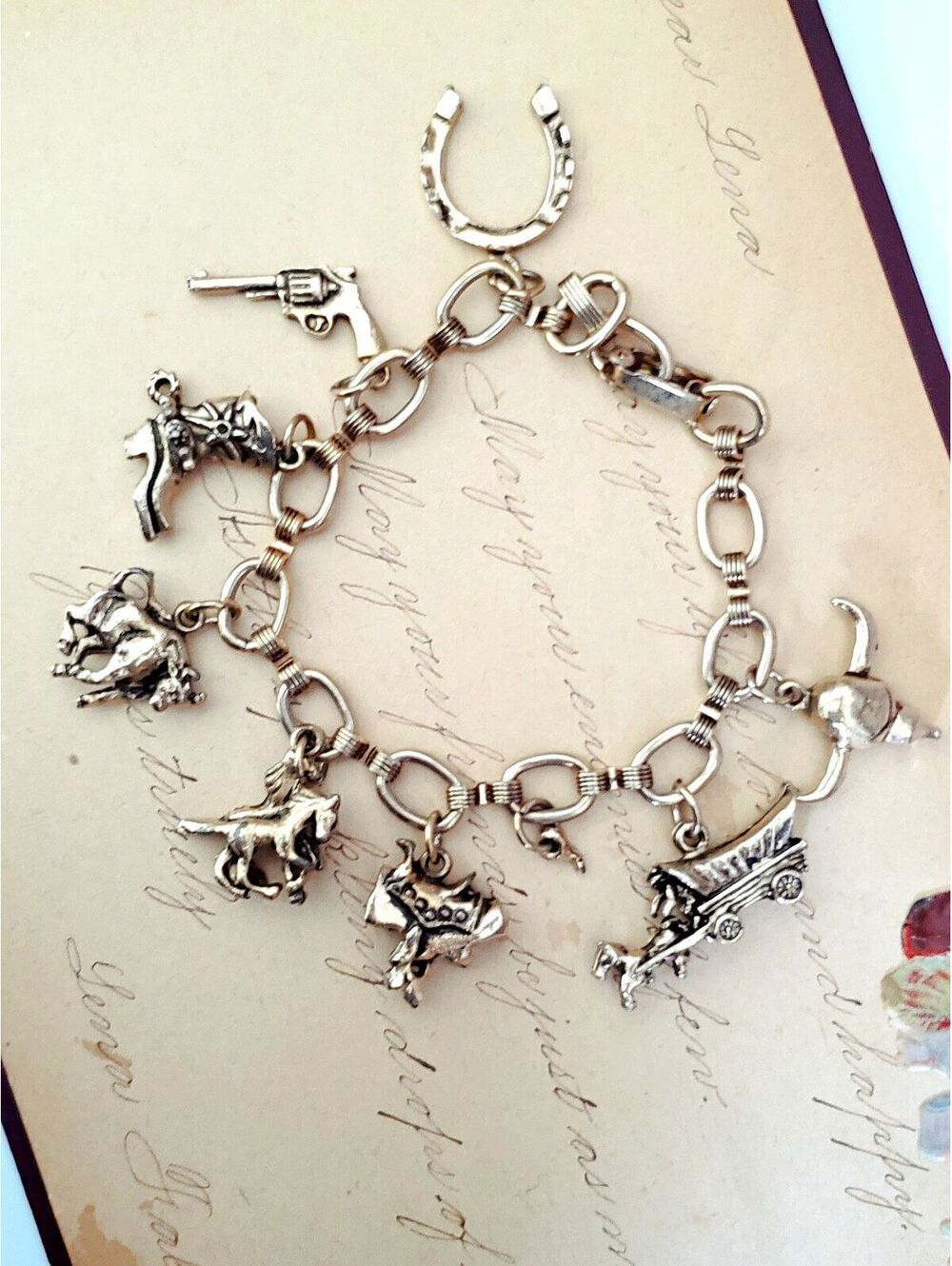 Vintage Silver-tone Western Charm Bracelet